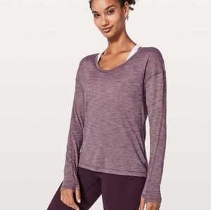 Lululemon Meant To Move Long Sleeve Top Womens Size 12 Heathered Foxglove Purple